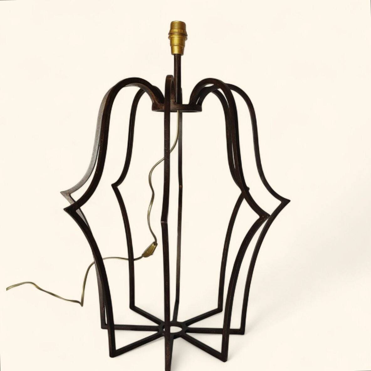 Large "Cage" Lamp Pair in Patinated Bronze - DLG by Jean Royère