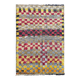 Tapis Tulu turc antique avec motif à carreaux