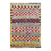 Tapis Tulu turc antique avec motif à carreaux