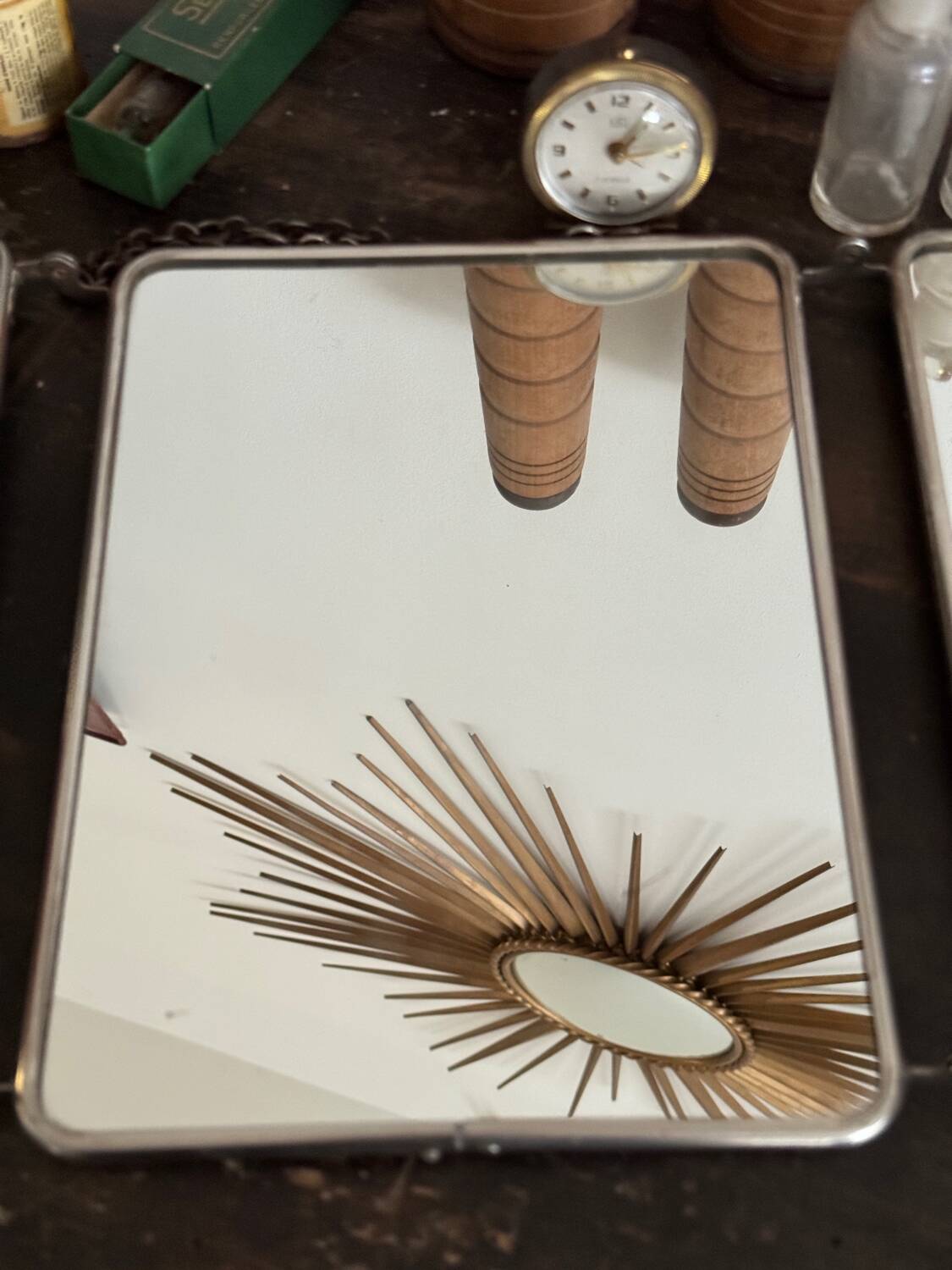 Miroir de barbier triptyque vintage