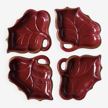 Set of 4 ceramic leaf-shaped cups