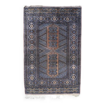 Handmade vintage Uzbek Bukhara rug 2' x 3.1' (61cm x 94cm), 1950s
