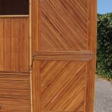 Rattan wardrobe/secretary Audoux & Minnet  style 1950