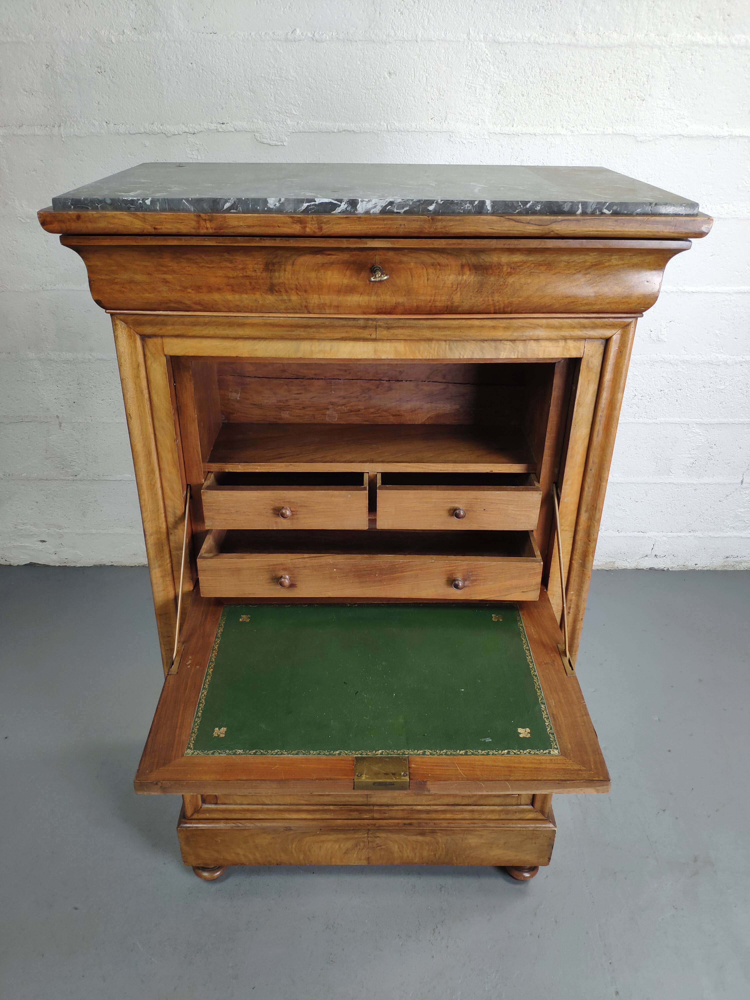 Secretary style Louis Philippe in walnut bramble