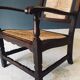Low Arts & Crafts Oak & Rush Armchair, Belgium 1920s
