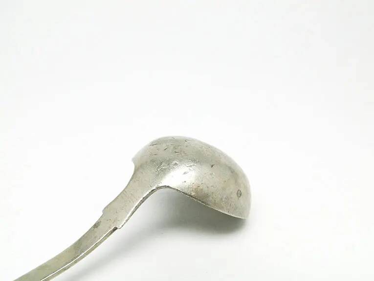 Minimalist sauce ladle, silver-plated brass, United Kingdom, early 20th century