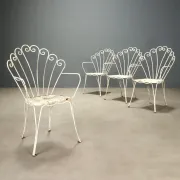 Vintage white lacquered iron garden chairs, Italy, 1950s