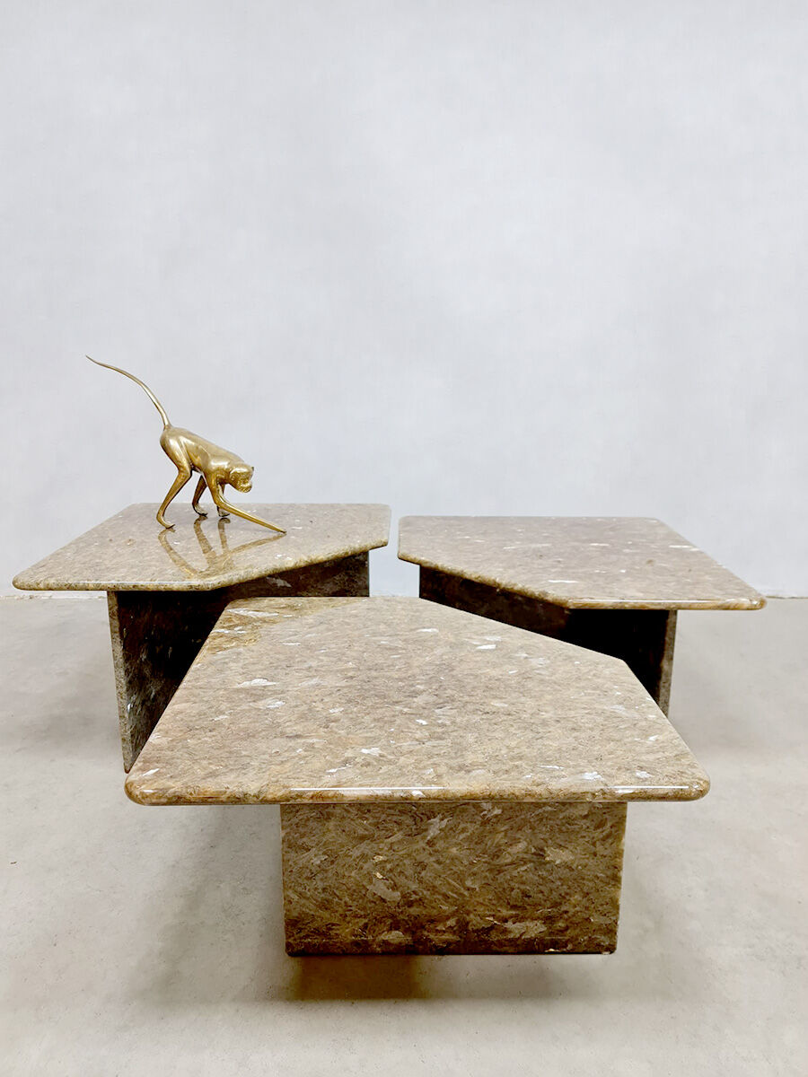 Vintage Italian marble low pull-out table