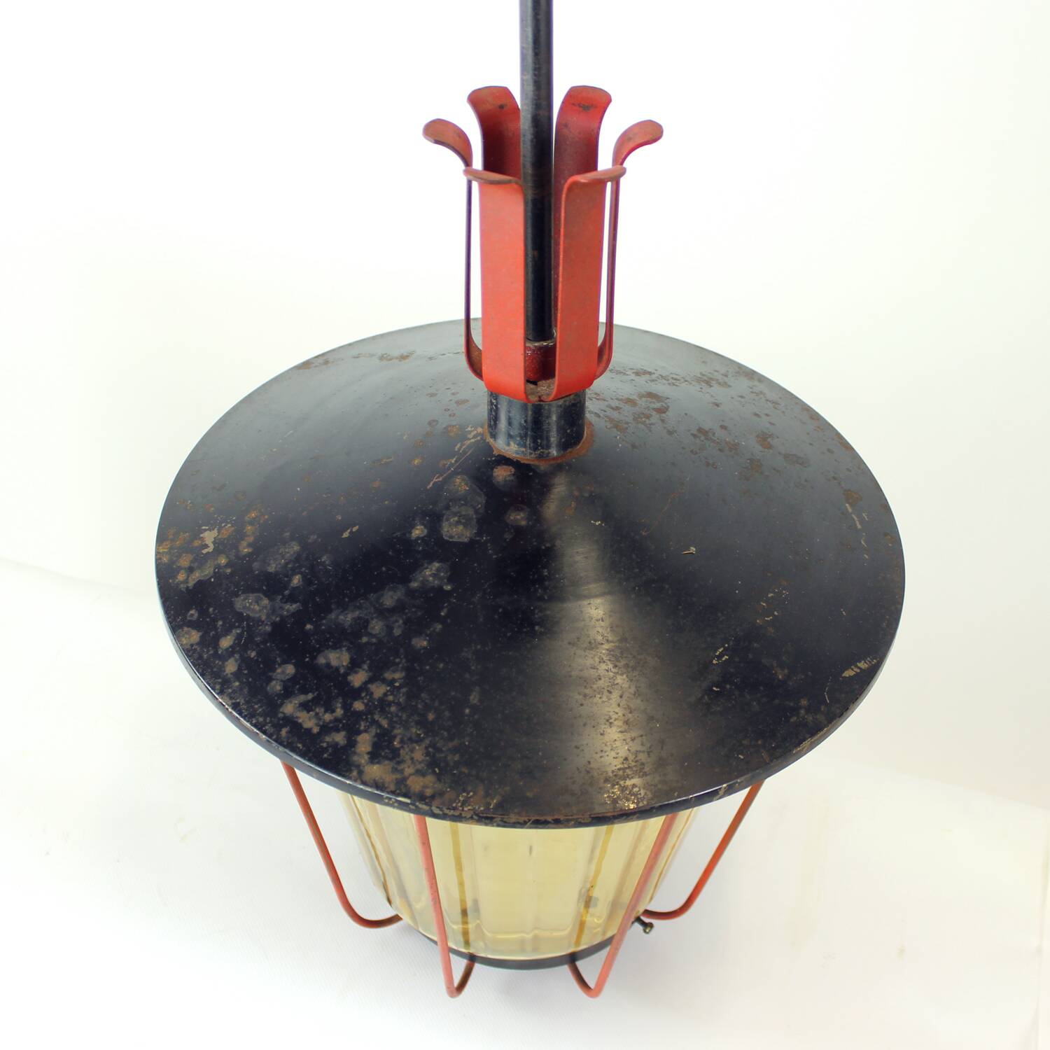 Vintage Ceiling Pendant Railway Light, Czechoslovakia 1940s