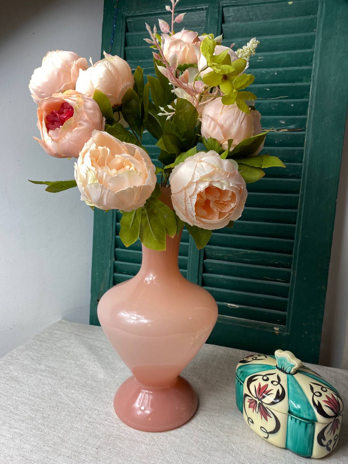 Large pink opaline vase