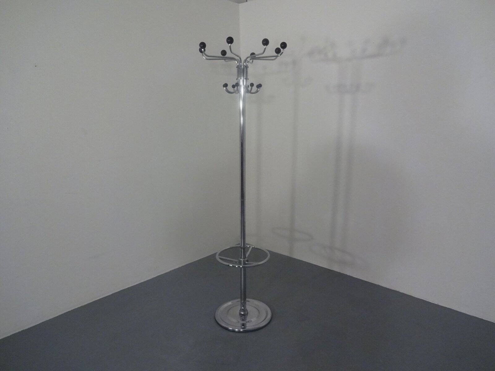 French chrome-plated steel tubular coat rack, 1940s