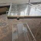 Plexiglas and gold metal rolling table