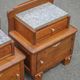 Pair of wooden nightstands, art deco style wooden bedside table, wood and marble table