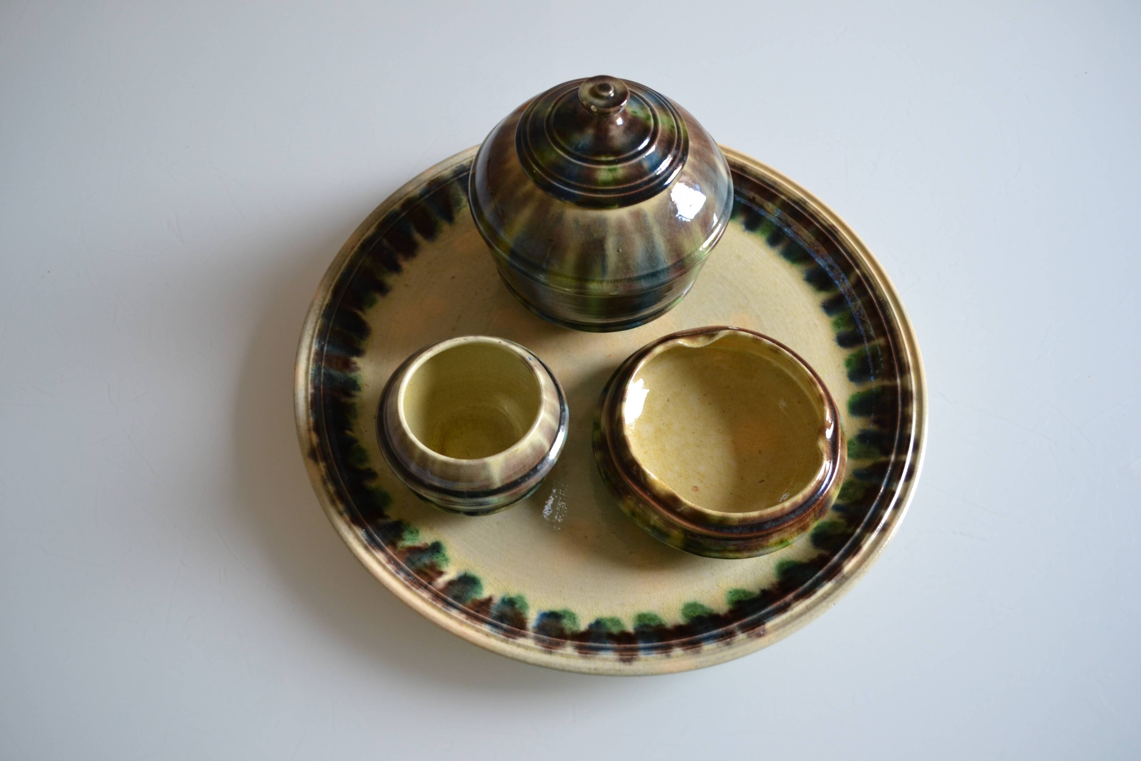 Sauveur Lunetta in Vallauris Vintage Ceramic 1950 Smoking Set