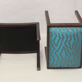 Pair of 50/60 design stools, jacquard fabric.