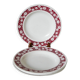 Set of 4 Saint Amand soup plates with burgundy flower outlines 1950