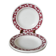 Set of 4 Saint Amand soup plates with burgundy flower outlines 1950