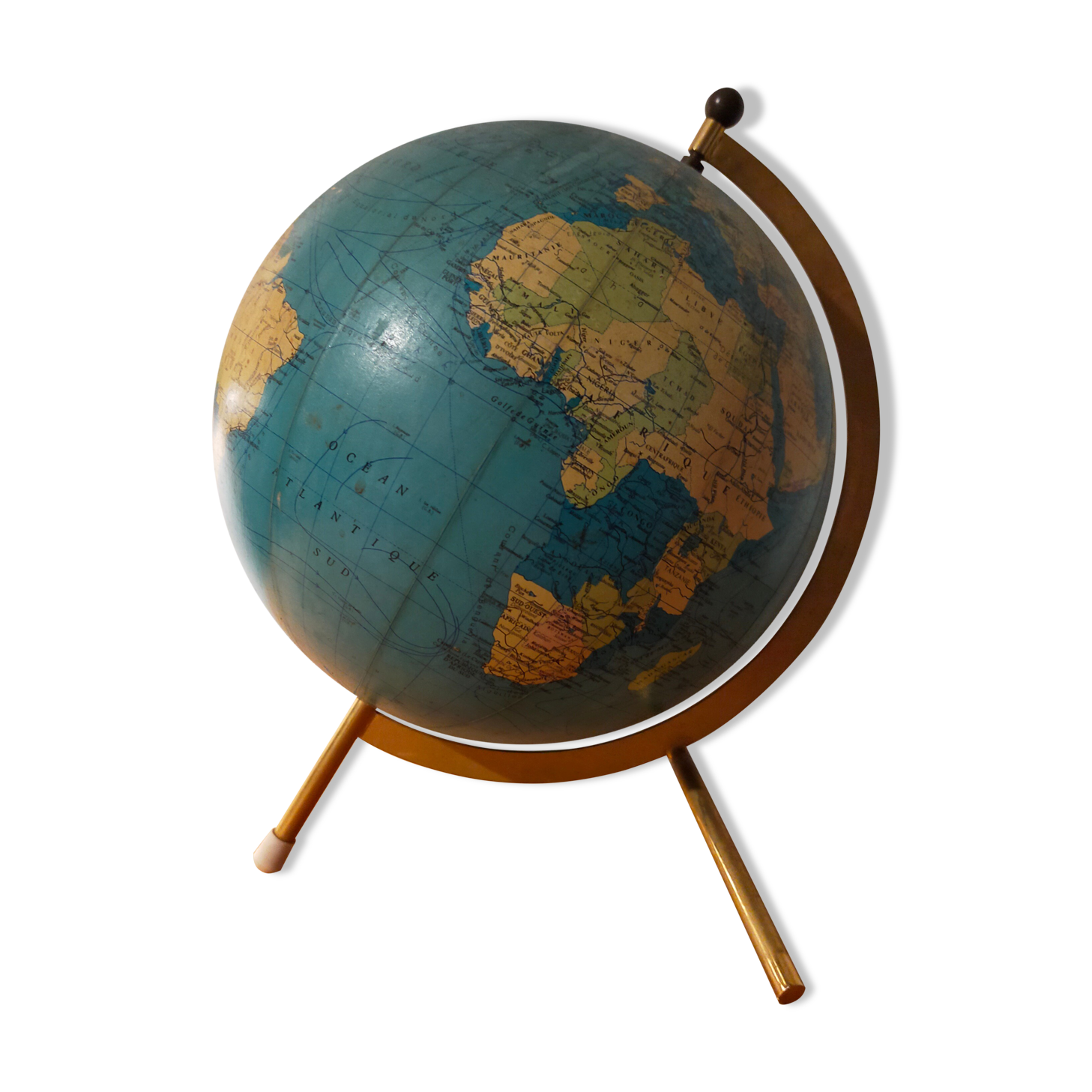 Vintage globe maps taride brass support 60s
