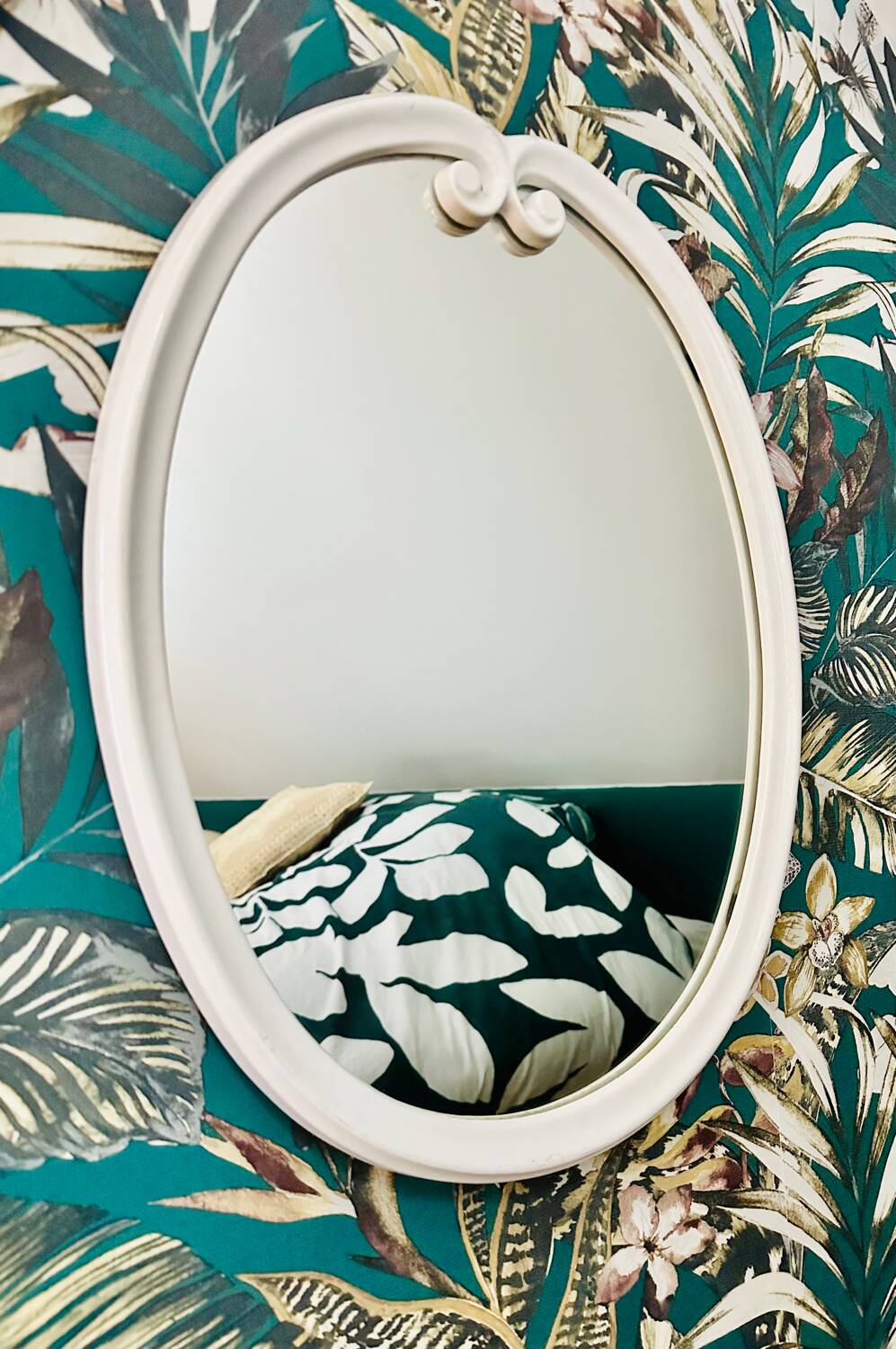 Vintage white ceramic mirror