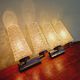 Pair of double wall lights in glass and blue lacquered metal, 1950s-60s