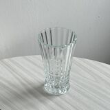 Diamond point molded thick glass vase.