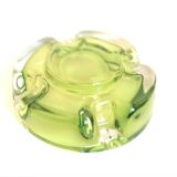 Green anise crystal ashtray Val St Lambert 70s Diameter 16.6 cm