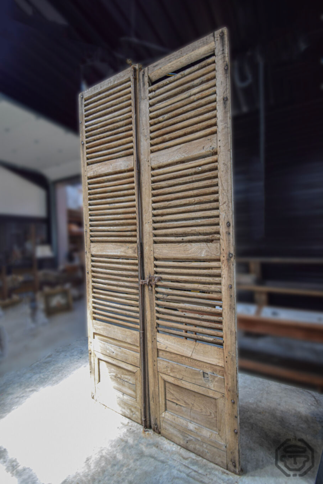 Old pair of wooden shutters, 19th century castle