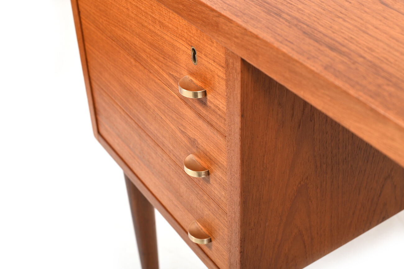 Mid Century Modern Danish Desk with Brass Handles