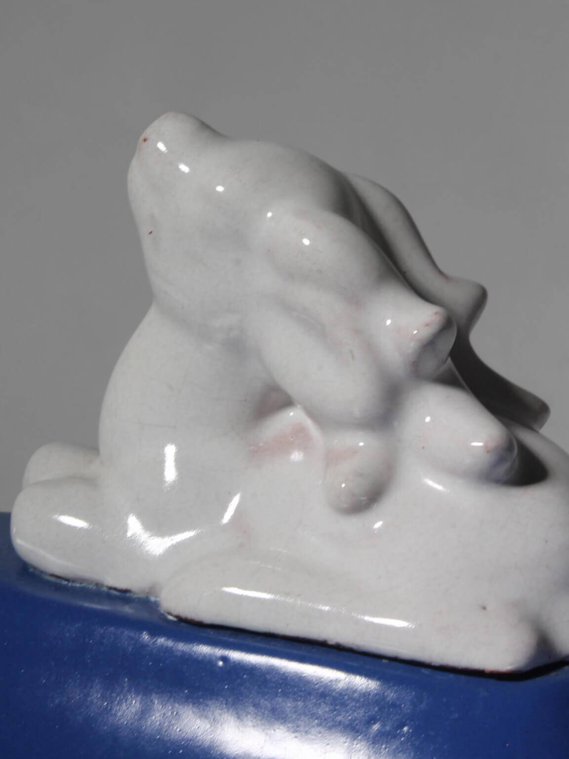 Gabriel Burmeister White Deer Art Deco Ceramic Bowl, 1930s