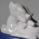 Gabriel Burmeister White Deer Art Deco Ceramic Bowl, 1930s