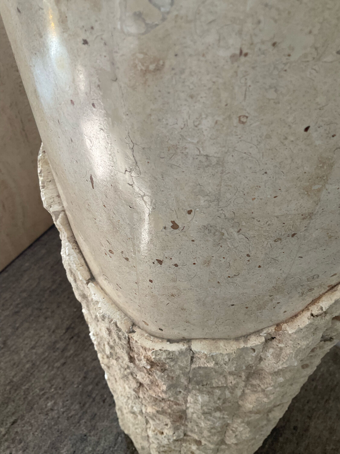 Vintage travertine column 70s-80s