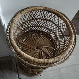 Porte-plante, cache-pot en rotin
