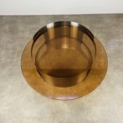 Kappa coffee table in steel and smoked glass, Maria Pergay style, 1970s.