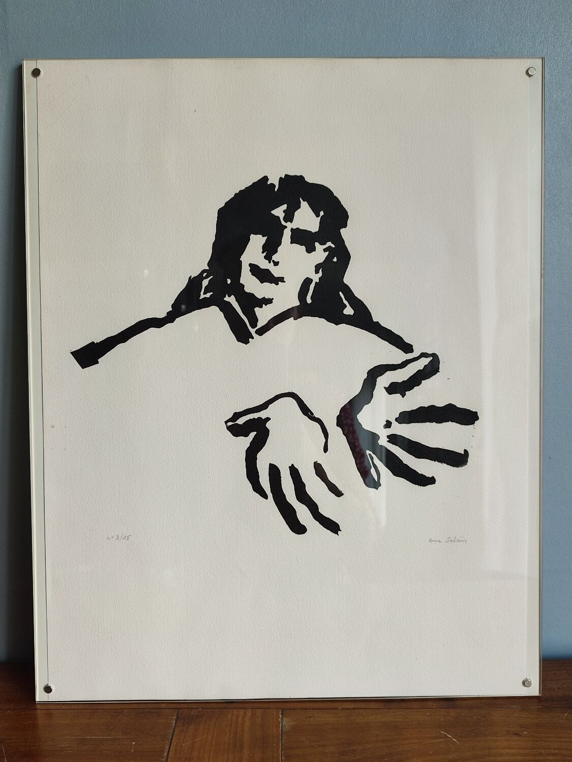 Set of three paintings by Anne Salaün.
