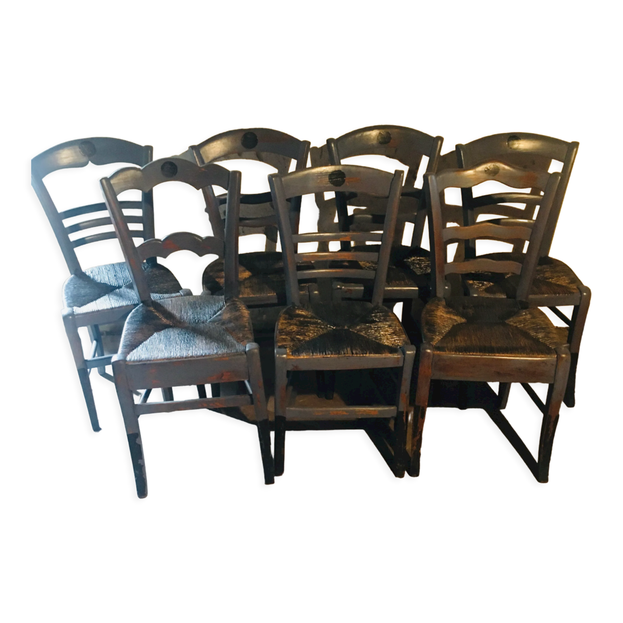 Set of 7 mustache bistro chairs