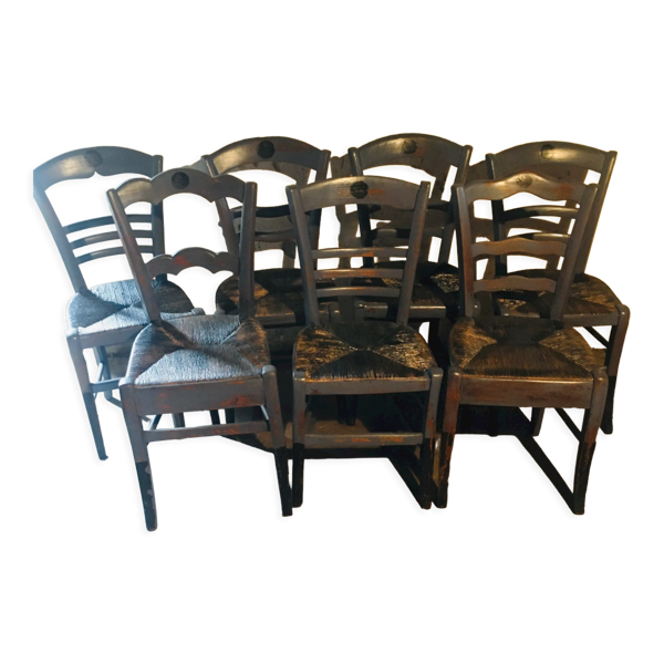 Lot de 7 chaises bistrot moustache