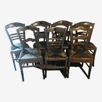 Set of 7 mustache bistro chairs