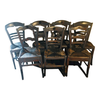 Lot de 7 chaises bistrot moustache