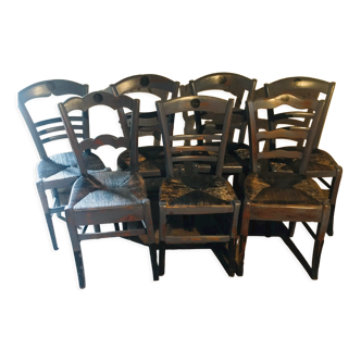 Set of 7 mustache bistro chairs