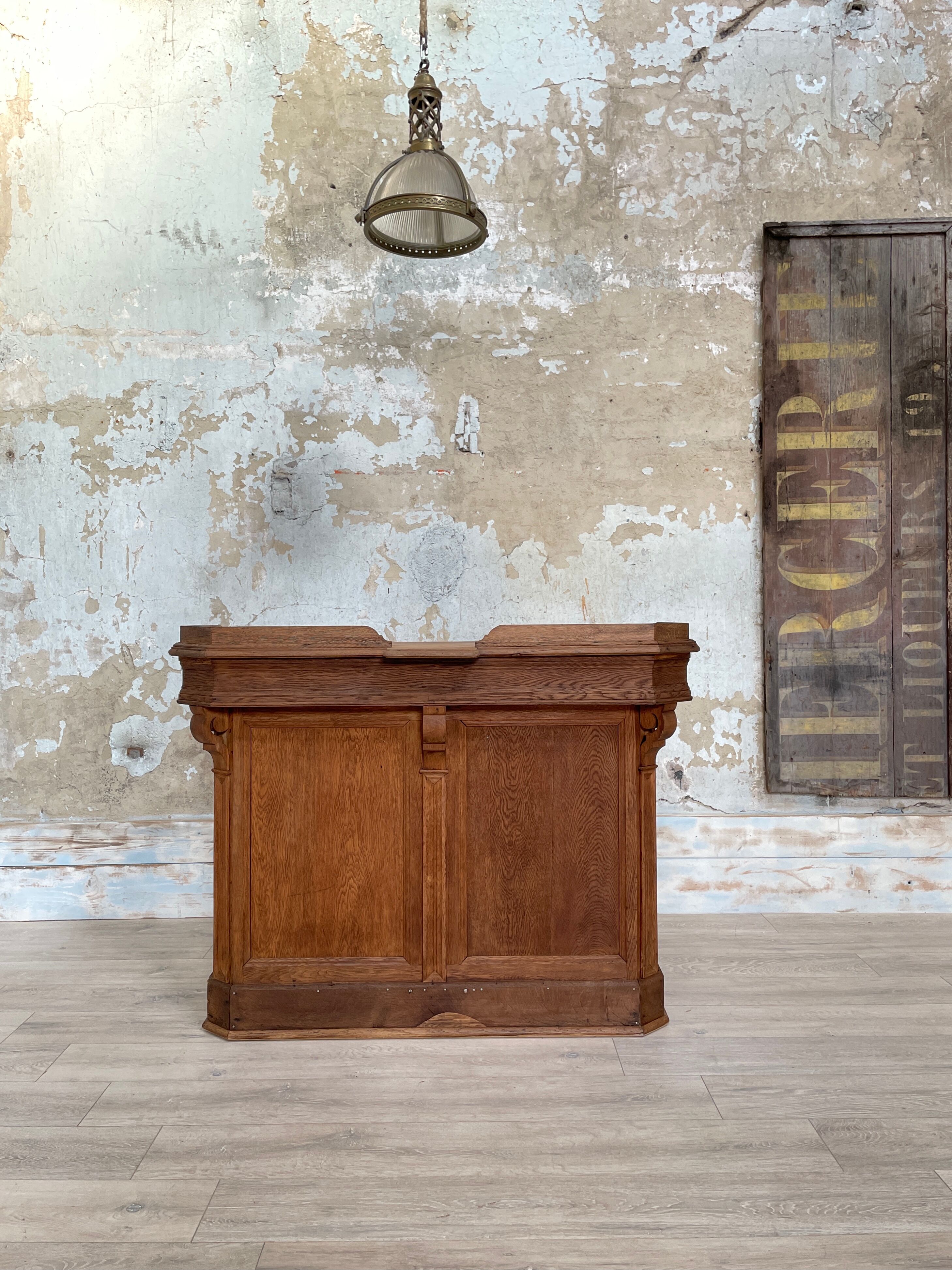Solid oak box countertop, circa 1900.