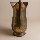 XXL vintage brass jug handmade in Italy (1950s) – golden brass vase with patina and elegant handle