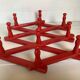 Red wood accordion coat rack