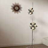 2-light flower floor lamp in French design metal from the 70s vintage