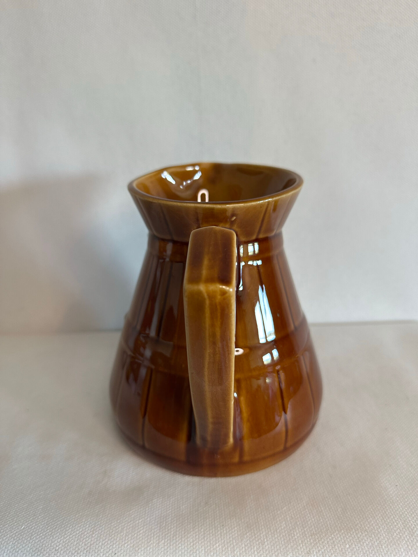 Old earthenware pitcher from Sarreguemines – Barrel model