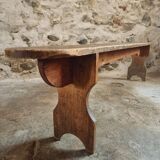 Antique French Pine Wood Bench – 1920s