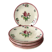 Lot de 7 assiettes à dessert gien modèle "lorraine" peint à la main années 30-40