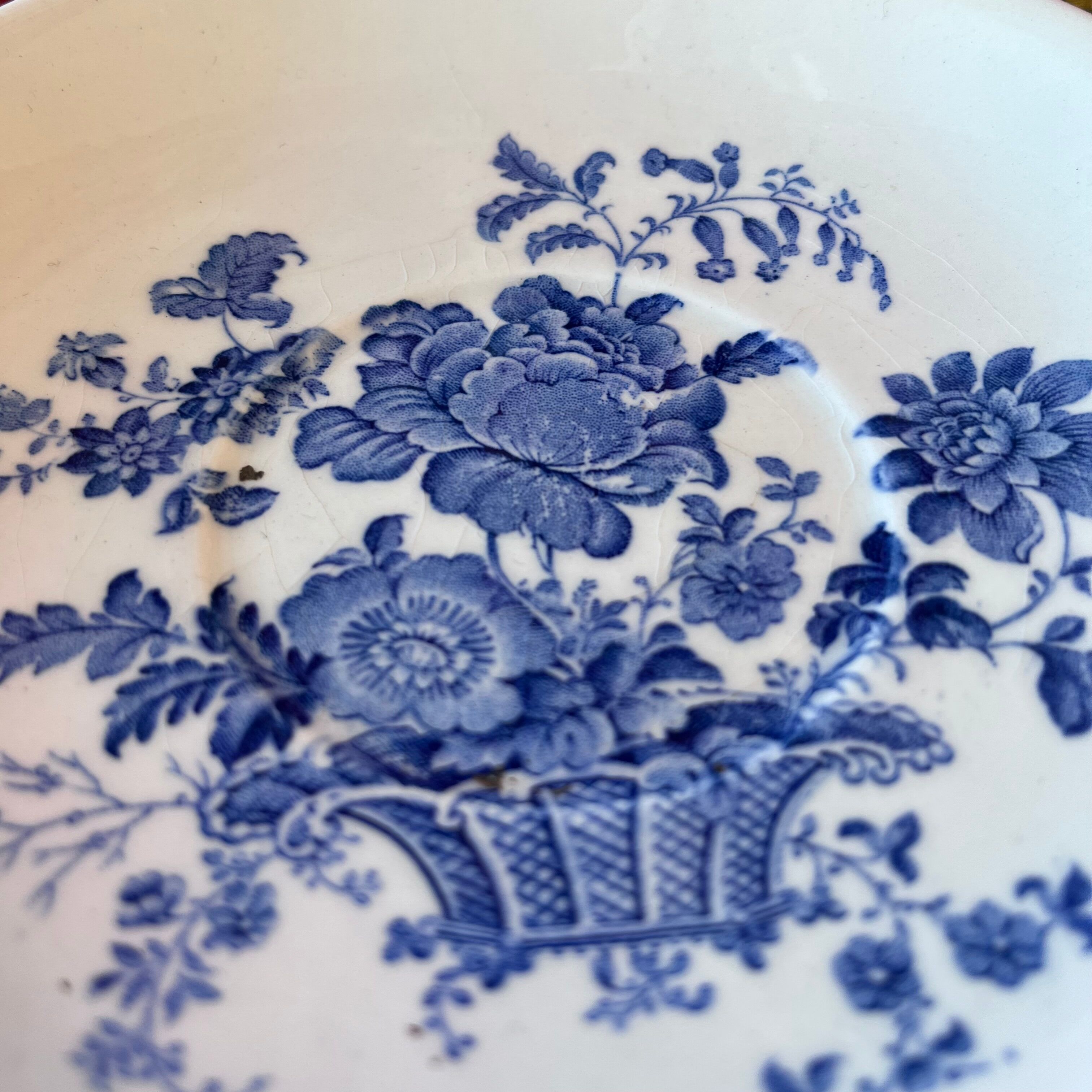 Tea cup and sub-cup English dishes blue flowers