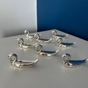 8 vintage silver-plated swan knife rests