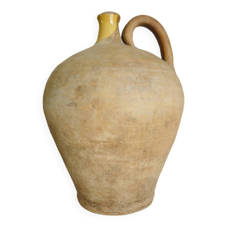Jug, old dip, yellow glazed terracotta, south of France