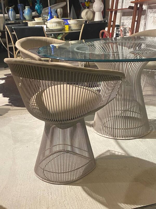 Ensemble table et 4 fauteuils Warren Platner Édition Knoll